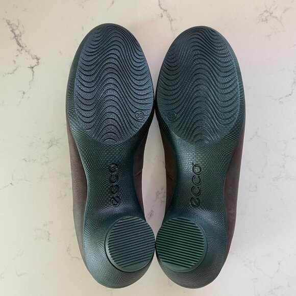 ECCO Shape Sculpted Leather Shoes w Rubber Heels Brown + Teal Green Sz 39 - Picture 8 of 14